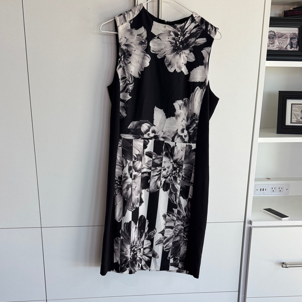 H&M Black and White Floral Midi Dress